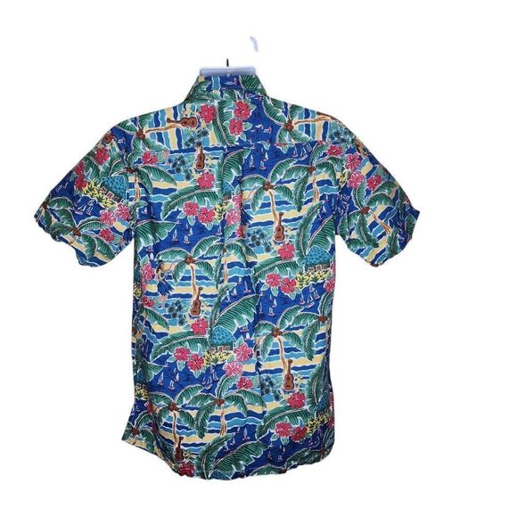 Vintage 80s Short Sleeve Hawaiian Tropical Shirt Mens Size S Blue Aloha Tiki Wah - Picture 4 of 7
